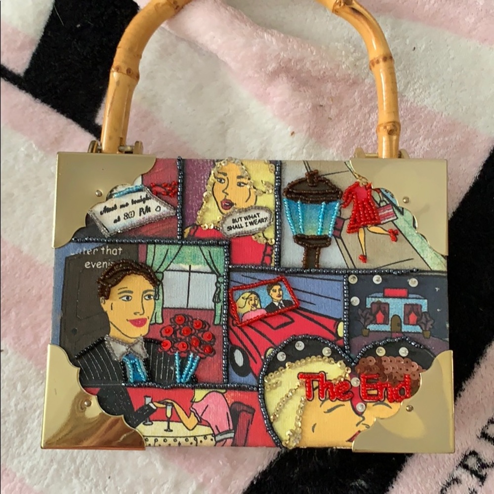 Cigar box purse leopard comic book strip bamboo